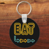 Eat Retro Neon Sign Art Sleutelhanger (Voorkant)