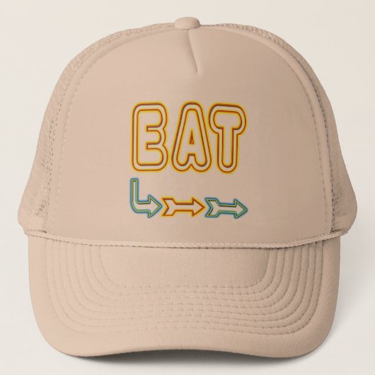 Eat Retro Neon Sign Art Trucker Pet (Voorkant)