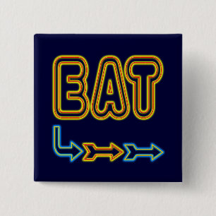Eat Retro Neon Sign Art Vierkante Button 5,1 Cm