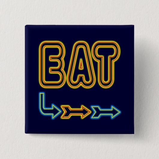 Eat Retro Neon Sign Art Vierkante Button 5,1 Cm (Voorkant)