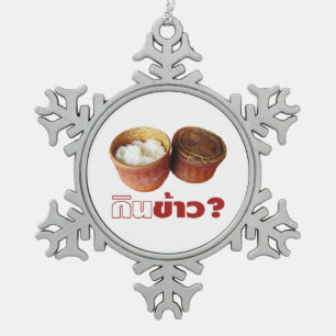 Eat Rice? [Gin Khao?] ... Thai Isan Lao Food Tin Sneeuwvlok Ornament