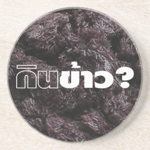 Eat Rice? / Gin Khao? [Thai Lao Black Sticky Rice] Zandsteen Onderzetter