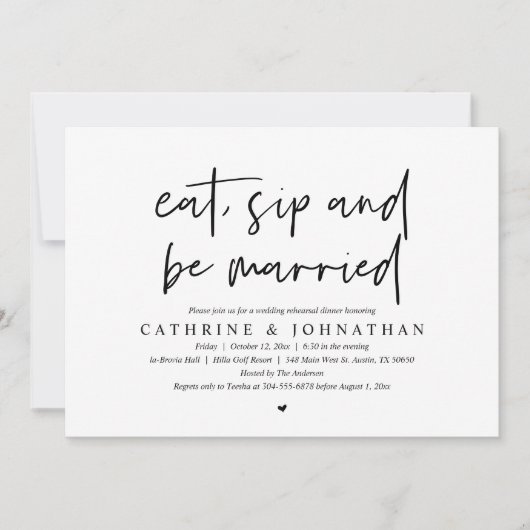 Eat, Sip en zijn huwelijksrepetitie Kaart (Voorkant)
