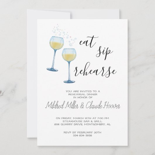 Eat Sip Repetitie - Uitnodiging voor een repetitie (Voorkant)