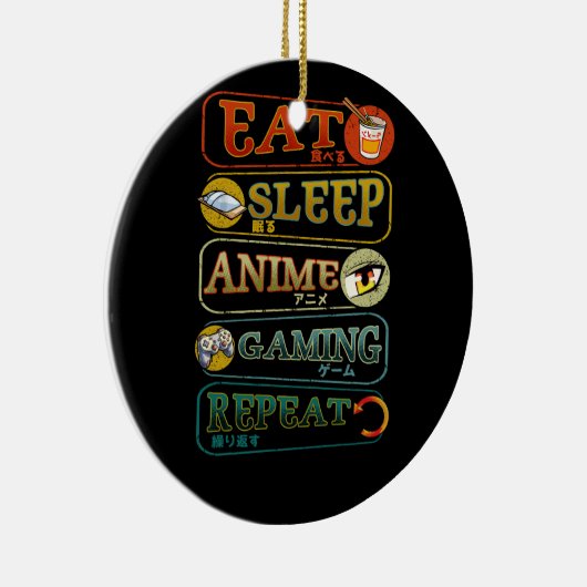 Eat Slaap Anime Gaming Herhaal Gamer Japanse Video Keramisch Ornament (Rechts)