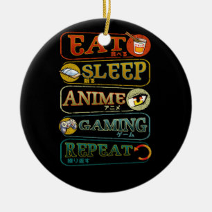 Eat Slaap Anime Gaming Herhaal Gamer Japanse Video Keramisch Ornament