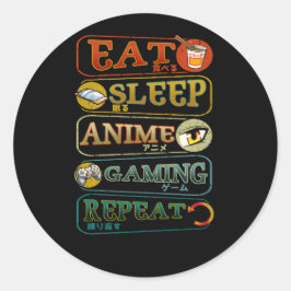 Eat Slaap Anime Gaming Herhaal Gamer Japanse Video Ronde Sticker