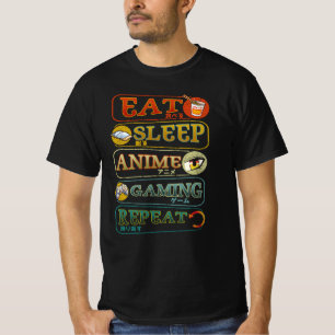 Eat Slaap Anime Gaming Herhaal Gamer Japanse Video T-shirt