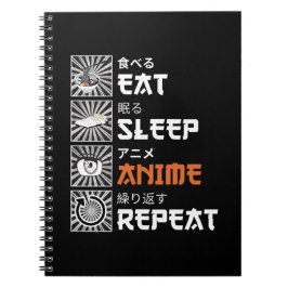 Eat, Slaap, Anime, Herhaal 食 る, 睡, Slaap/眠, ア Notitieboek
