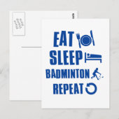 Eat slaap Badminton Briefkaart (Voorkant / Achterkant)