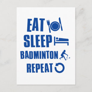 Eat slaap Badminton Briefkaart