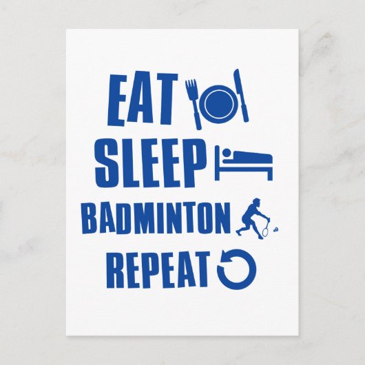 Eat slaap Badminton Briefkaart (Voorkant)