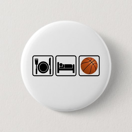 Eat, Slaap, Basketball Ronde Button 5,7 Cm (Voorkant)