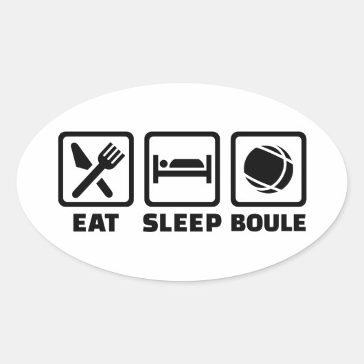 Eat slaap Boule Ovale Sticker (Voorkant)