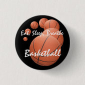 "Eat, Slaap, Breathe Basketball" Ronde Button 3,2 Cm (Voorkant)