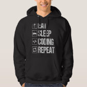 Eat Slaap Code Herhaal Computer Programmeur Nerd C Hoodie (Voorkant)