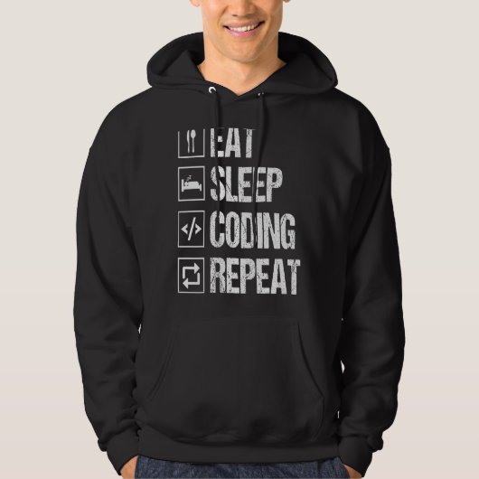 Eat Slaap Code Herhaal Computer Programmeur Nerd C Hoodie (Voorkant)