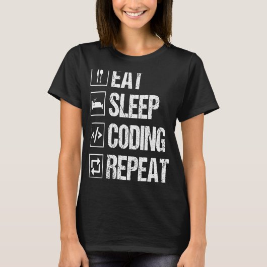 Eat Slaap Code Herhaal Computer Programmeur Nerd C T-shirt (Voorkant)