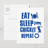 Eat slaap Cricket Briefkaart (Voorkant / Achterkant)