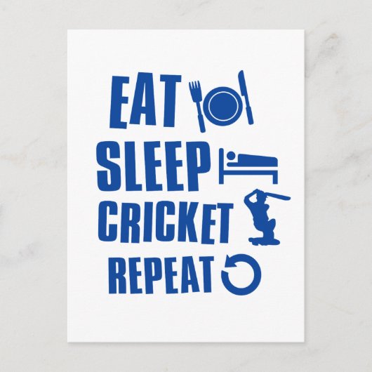 Eat slaap Cricket Briefkaart (Voorkant)
