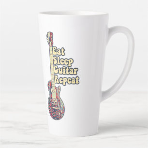 Eat slaap gitaar herhaalde  gitaar latte mok