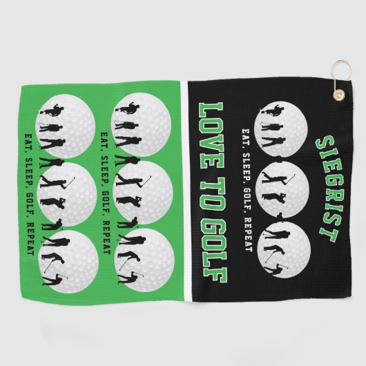 Eat, Slaap, Golf Herhalen Golfhanddoek (Horizontaal)