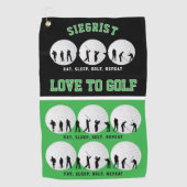 Eat, Slaap, Golf Herhalen Golfhanddoek (Voorkant)
