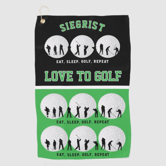 Eat, Slaap, Golf Herhalen Golfhanddoek (Voorkant)