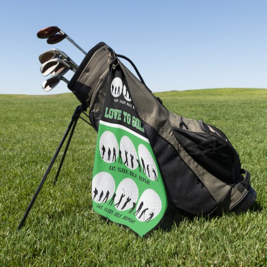 Eat, Slaap, Golf Herhalen Golfhanddoek (Groen)