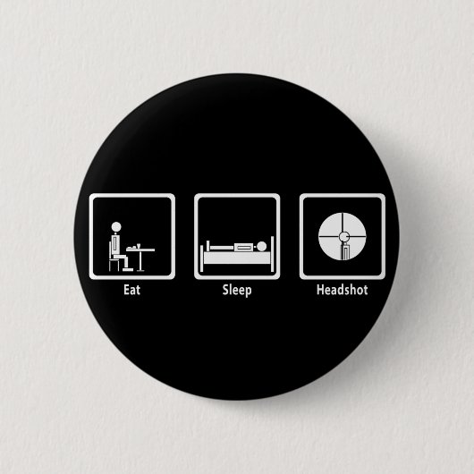 Eat, Slaap, Headshot - FPS-gamer Ronde Button 5,7 Cm (Voorkant)