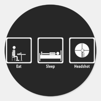 Eat, Slaap, Headshot - FPS-gamer Ronde Sticker