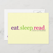 Eat, Slaap, LEES - Ik ken mijn prioriteiten Briefkaart (Voorkant / Achterkant)