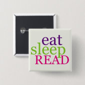 Eat, Slaap, LEES - Retro Vierkante Button 5,1 Cm (Voorkant /achterkant)