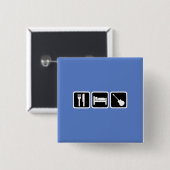 Eat, slaap, muziek vierkante button 5,1 cm (Voorkant /achterkant)