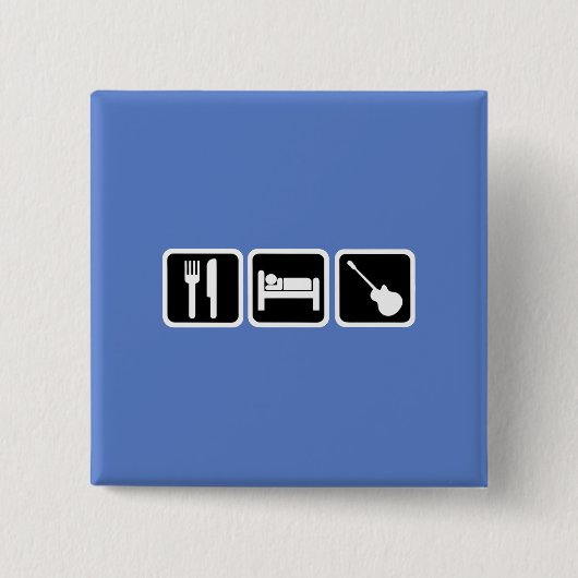 Eat, slaap, muziek vierkante button 5,1 cm (Voorkant)