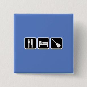 Eat, slaap, muziek vierkante button 5,1 cm