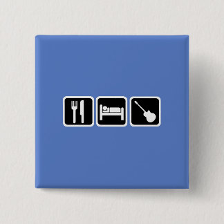 Eat, slaap, muziek vierkante button 5,1 cm