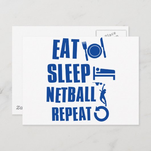 Eat slaap Netball Briefkaart (Voorkant / Achterkant)