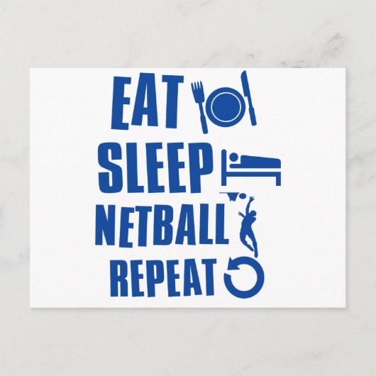 Eat slaap Netball Briefkaart (Voorkant)