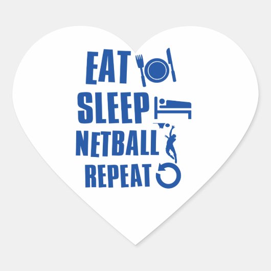 Eat slaap Netball Hart Sticker (Voorkant)