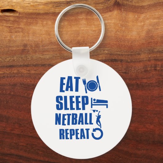 Eat slaap Netball Sleutelhanger (Voorkant)