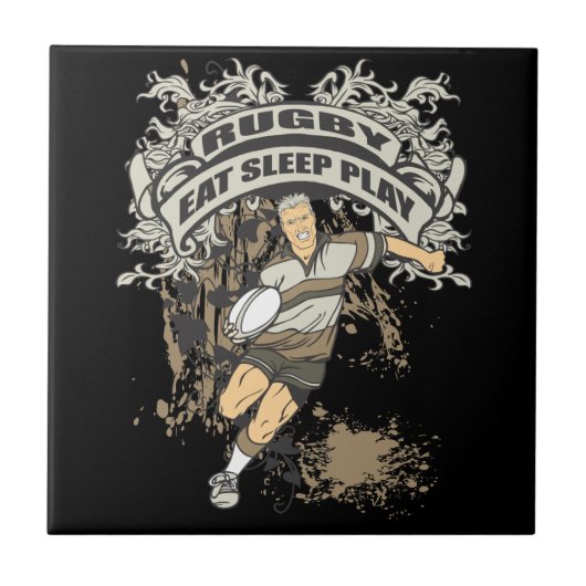 Eat, Slaap-Play Rugby Tegeltje (Voorkant)