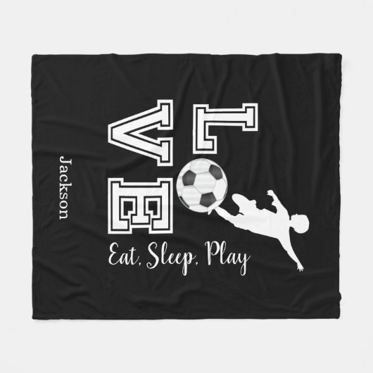 Eat, Slaap, Play Soccer Fleece Deken (Voorkant (Horizontaal))