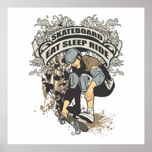 Eat, Slaap, Rand Skateboard Poster (Voorkant)