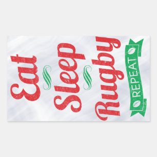 Eat, Slaap, Rugby, Herhalen Rechthoekige Sticker