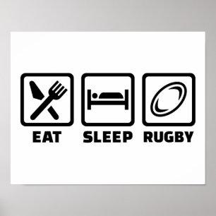 Eat slaap Rugby Poster