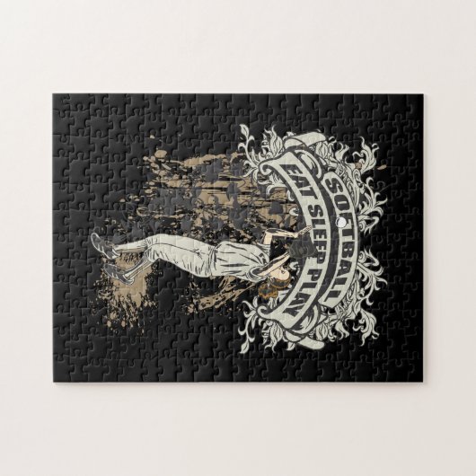 Eat, Slaap, softbal spelen Legpuzzel (Horizontaal)