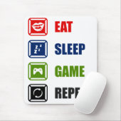 Eat, slaap, spel, herhalen muismat (Met muis)