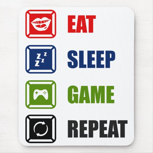 Eat, slaap, spel, herhalen muismat (Voorkant)