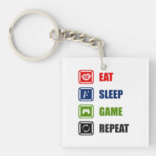 Eat, slaap, spel, herhalen sleutelhanger